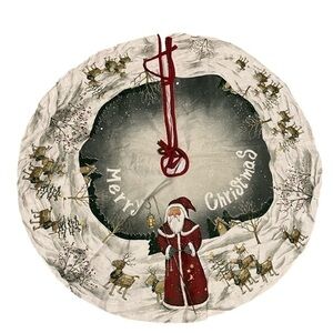 Vintage Christmas Tree Skirt with Santa‎ and Winter Wonderland Scene